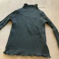 リブ編み長袖カットソー ブラック