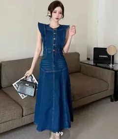 ロイスクレヨン デニム ティアード ロングワンピース マキシ丈 ロイスクレヨン デニム ティアード ロングワンピース マキシ丈 - メルカリ