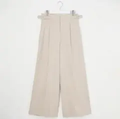 【PLST】ストレッチリネンミックスワイドパンツ/ベージュ