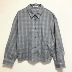 ショコラフィネローブ チェック 長袖シャツ グレー F オフィス カジュアル
