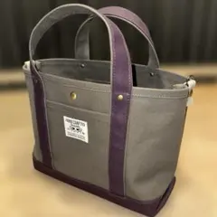 ハンドメイド　8号帆布　トートバッグ　A4 カーキグレー　ブラッドワイン