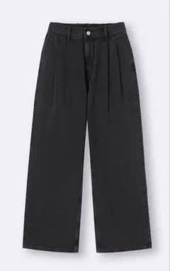 新品　GU GIRLSデニムツータックワイドパンツJR