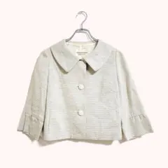 ストロベリーフィールズ ジャケット 七分袖 チェック柄 ショート丈 ベージュ 春のサムネイル