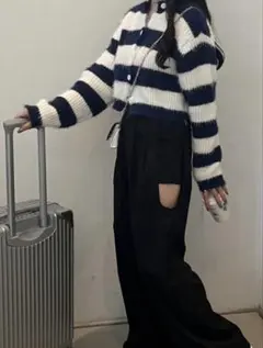 シャギーボーダーカーディガン