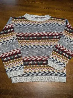 vintage)希少made in USA★アクリルセーター★ニット★幾何学模様