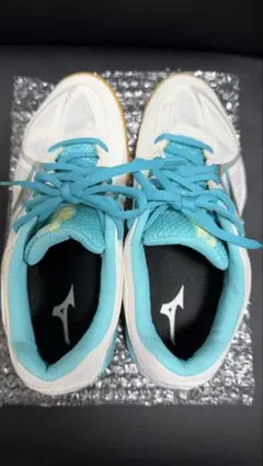 Mizuno テニスシューズ 女性用 24cm ホワイト/ターコイズ