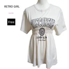 RETRO GIRL シャーリングトップス 白 半袖 フレア チュニックのサムネイル