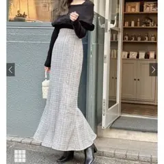 ラメチェックツイードマーメイドスカート[dk1080]