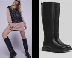 美品　bershka レディース黒ブラック　ロングブーツ　24cm