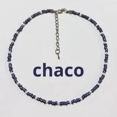 ネイビー ビーズ ネックレス チョーカー ハンドメイド
