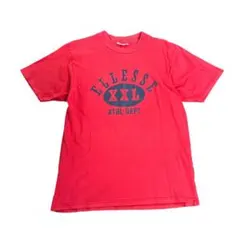 カレッジロゴ風Tシャツ　ellesse コットン　半袖　レッド　L 古着　8#b