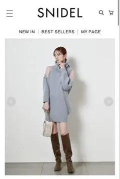 SNIDEL【ONLINE限定】 ハイネックミニニットワンピース グレー F