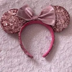 【1度のみ使用】ミニー 耳 カチューシャ ピンク スパンコール