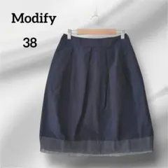 モディファイ　 フレアスカート ひざ丈　ネイビー　38