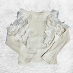 dazzlin 肩フリル リブニット トップス アイボリー フリー
