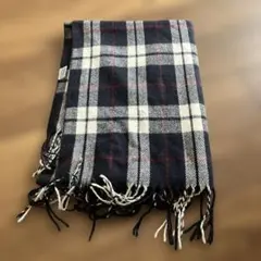 アクリル チェック柄 マフラー ネイビー