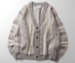 CONFIRM グレー ホワイト カーディガン Mサイズ