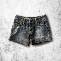 Y2K 平成ギャル ショートデニム アーカイブ グランジ ダークコア ローライズ
