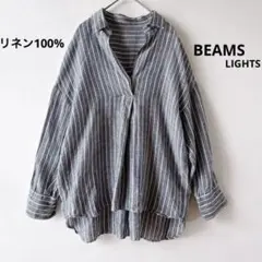 BEAMS ビームスライツ リネン100%ボーダースキッパーシャツのサムネイル