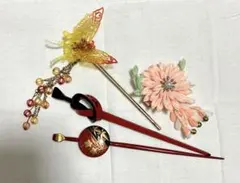 かんざし 髪飾り 4本セット 묶음 판매 ハンドメイド 和風 ヘアアクセサリー