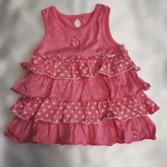 ミキハウス　ピンク ドット柄 フリル チュニック　100cm