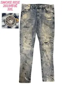 希少サイズ SMOKE RISE ダメージ加工デニム 3XL