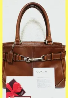 コーチ COACH ハンプトンズ レザー ハンドバッグ キャメル タッセル