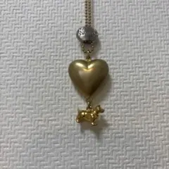 ミッシェルクラン　ハート型犬チャーム ゴールド ロングネックレス