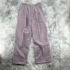 《GU》ジーユー　ワイドパンツ　コーデュロイ　ラベンダー　タックパンツ