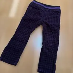 チェック柄パンツ 紫　コーデュロイ　90