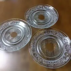 ガラス製 プレート 皿 3枚セット レリーフ模様のサムネイル