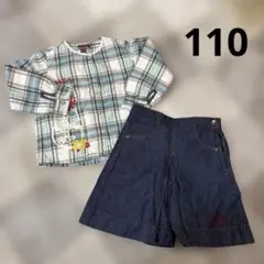 キッズ服セット 100cm チェック柄のブラウスとキュロット110