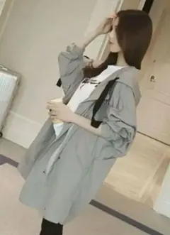 【新品】フード付マウンテンパーカー グレー【LL】