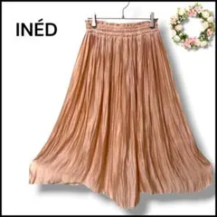 イネド 【M】 スカート プリーツ ロング ピンク ウエストゴム ゆったり