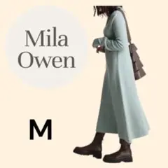 【新品未使用】Mila Owen 後ろ開き太リブロングニットワンピース　M