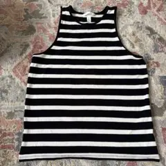 H&M ボーダー タンクトップ ブラック×ホワイト S