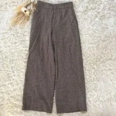 【イッツインターナショナル】チェック柄 ワイドパンツ Mサイズ　秋冬　カジュアル