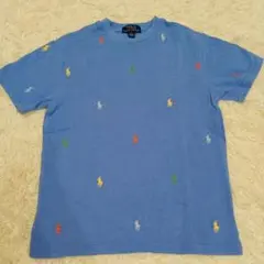 美品　ポロラルフローレン　総柄　Tシャツ　150　水色　綿100%