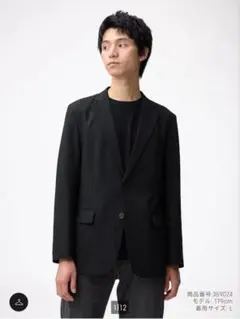 GU ウォッシャブルテーラードジャケット ブラック XL