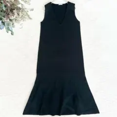 GU ジーユー　ブラック　ロングワンピース　マーメイド　Ｖネック　カジュアル　S