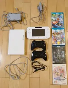 Wii U 本体 ホワイト8GB PROコントローラー2個 ゲーム4本セット