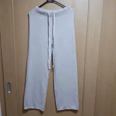 SHEIN ベージュ 裏シャギーあったかイージーニットパンツ