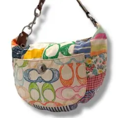 美品 COACH ワンショルダーバッグ パッチワーク キャンバス 10441