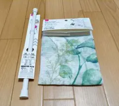★ 新品 未使用 カーテン 突っ張り棒 小窓 伸縮式 リーフ 緑 レース ★のサムネイル