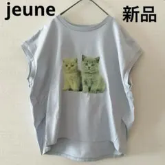 新品 定価14,300円 ジェンヌ 猫 イラスト Tシャツ ブルー コットン Mのサムネイル