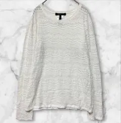 BCBG MAXAZRIA レース トップス カットソー ホワイト Lサイズのサムネイル