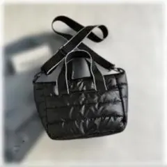 軽量2way！キルティングバッグ 斜め掛け 黒 ナイロン 撥水 ボディバッグ