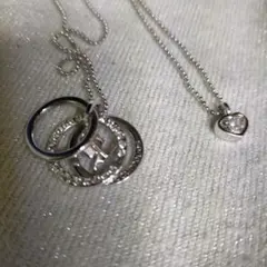 クレージュ　シルバー ハート型ネックレスとピアスのセット