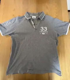 ラコステ LACOSTE リンガーポロシャツ 半袖 ロゴ 3 グレー