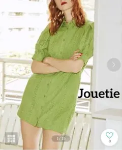 【美品】Jouetie コットンレースミニワンピース　グリーン　ジュエティ　Mのサムネイル
